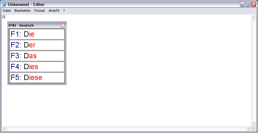 EMU im laufenden Betrieb mit Notepad