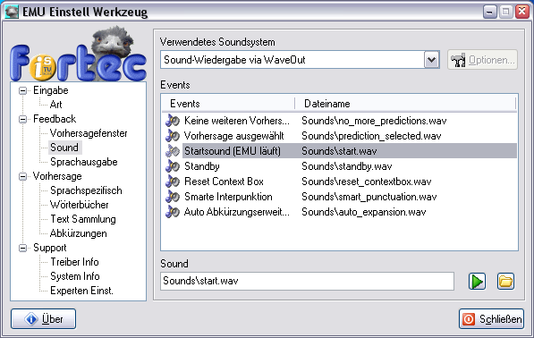 EMU Einstellwerkzeug / Sound Seite