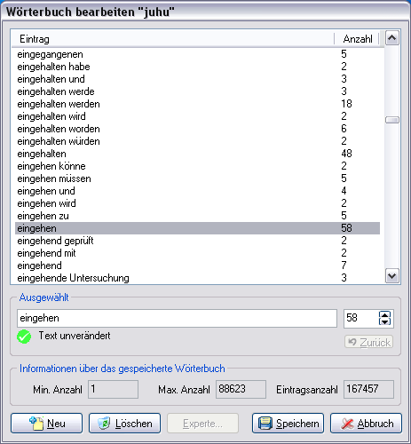 EMU Einstellwerkzeug / Wörterbuchbearbeitung
